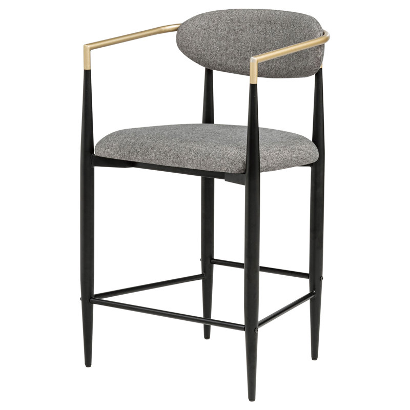 Chaise de comptoir rembourrée en tissu Tina gris foncé (ensemble de 2), Tabouret de comptoir (siège d'une hauteur de 25,5