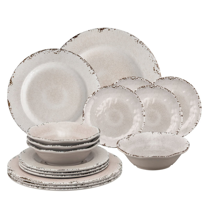 Abhir 12 Piece Melamine Dinnerware Set - Service for 4