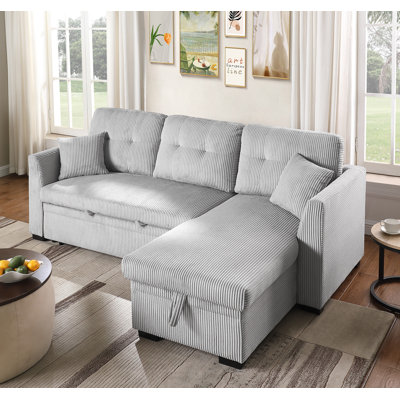 81.5“ Corduroy Chaise Sofa With Pull Out Bed by Ebern Designs