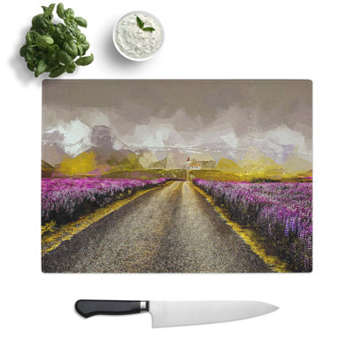 Tempered Glass Road to a Church in Iceland Chopping Board