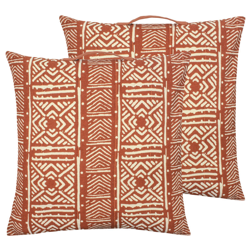 Geometric Square Cushion, Terracotta