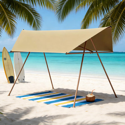 Hexagonal Shade Sail Canopy – Large  UV Block Sun Shade with UPF 50+, Waterproof High-Density Polyester Fabric, Brown Rust-Resistant Poles & Built-in Hooks for Patio Backyard