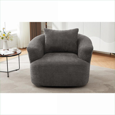 Fauteuil d'appoint en tonneau moderne pivotant à 360 degrés de 38,2 pouces et rembourré gris froid pour la maison