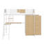 Lit mezzanine simple avec bureau en L et garde-robe-533838844