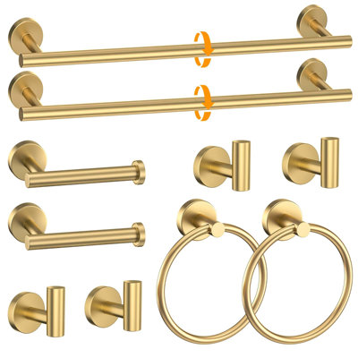 10-Piece Round Bathroom Hardware Towel Bar Set