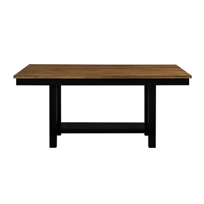 Modern Rectangular Dining Table With 2 - Tone Black And Brown Finish, Seats 6, Trestle Base Storage Feature Option Spot, Wood For Room Rustic In Style