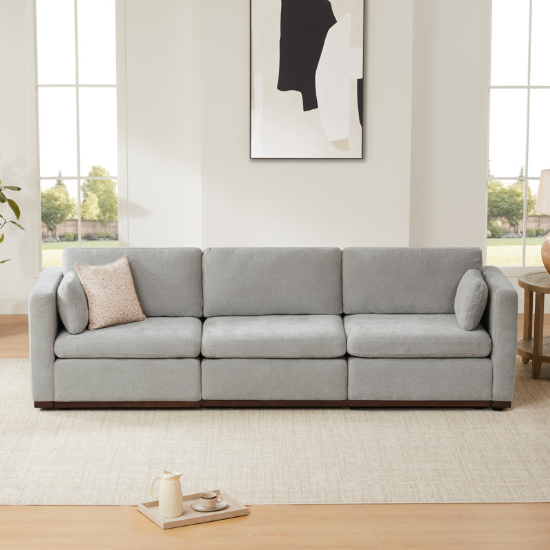 Sayette 3-Piece 112" Upholstered Modular Sofa, Dove Gray