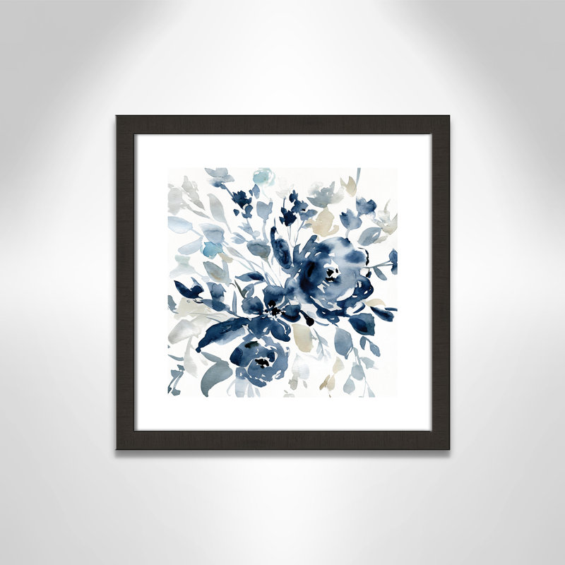 Indigo Garden I - peinture encadrée, Papier encadré espresso foncé, H 17,5 po x l 17,5 po x P 2 po