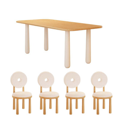 Solid Wood Rectangular Dining Table, Sturdy Legs