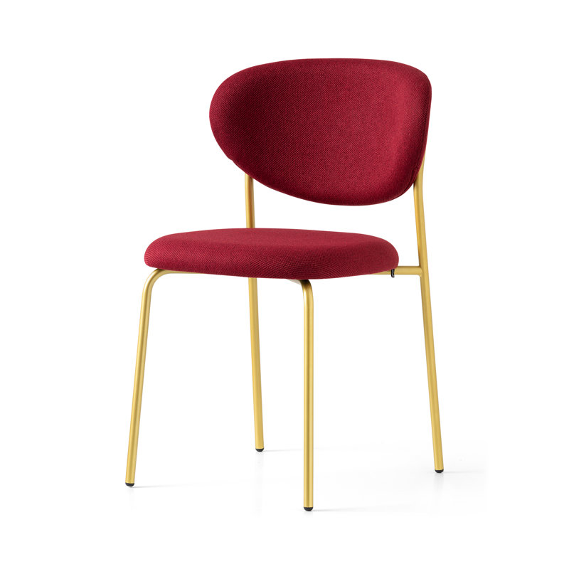 Chaise rembourrée Cozy, Laiton peint, Bourgogne