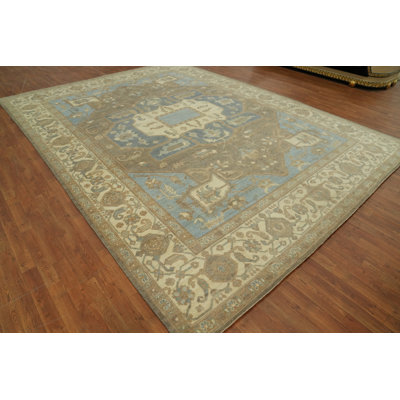 Tapis géométrique en laine Oushak