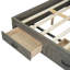 Lit de jour gris avec structure en bois, tiroirs de rangement, tableau souple supérieur et dispositif - Alimentation de charge pour les appareils en bois, avec 3 tablettes, électronique pratique-1304905489-1304905500