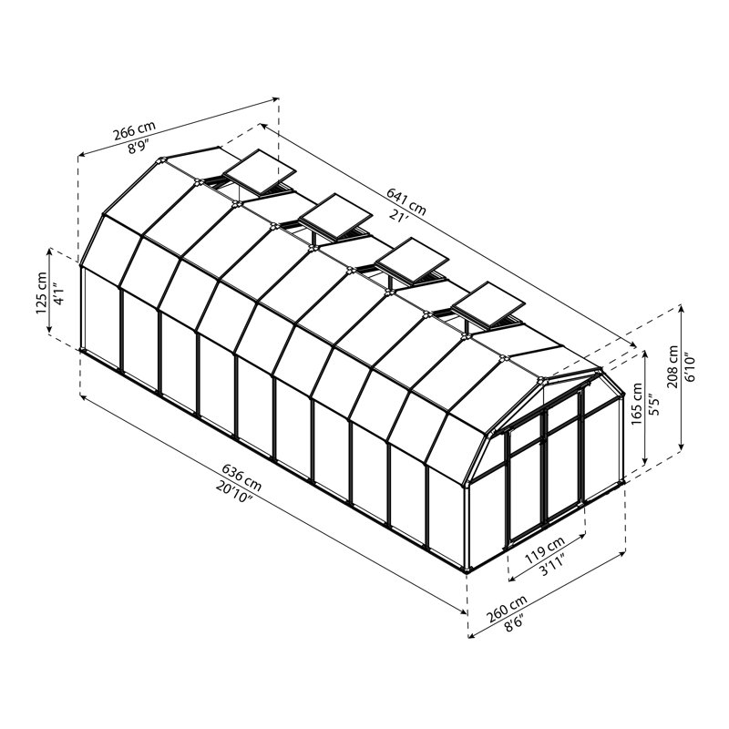 Rion Hobby Gardener 8 Ft W x 12 Ft D Greenhouse, 208cm H x 266cm W x 641cm D
