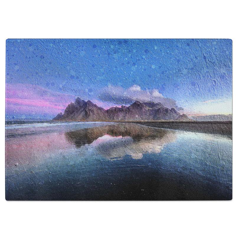 Tempered Glass Vestrahorn Mountain in Iceland Chopping Board, 39 cm W x 28.5 cm L