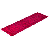 Overdyed Hand-Knotted Wool Modern-Contemporary Pink Runner 3' 0" x 10' 0"
