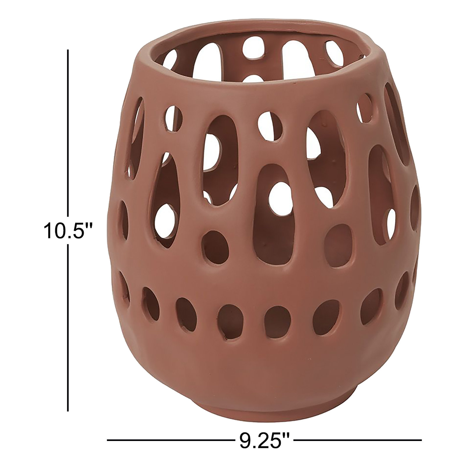 Ceramic Lantern Candle Holder, 10.5" H x 9.25" W x 9.25" D