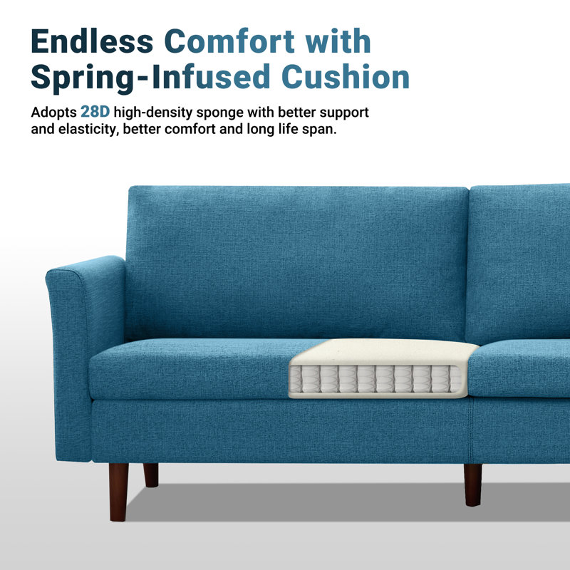 Cicero 204Cm Velvet Flared Arm Sofa, Grey 