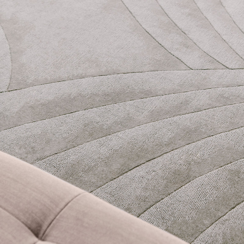 Volute Wool Abstract Area Rug in Silver, Rectangle 5'5" x 7'8"