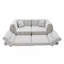 Canapé en chenille éponge compressée en tissu à rayures, canapé 3 places moderne rembourré avec coussins décoratifs pour salon, appartement, petit espace (blanc et taupe)-1294535542