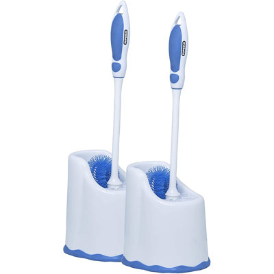 17'' Toilet Brush And Holder in White/Blue