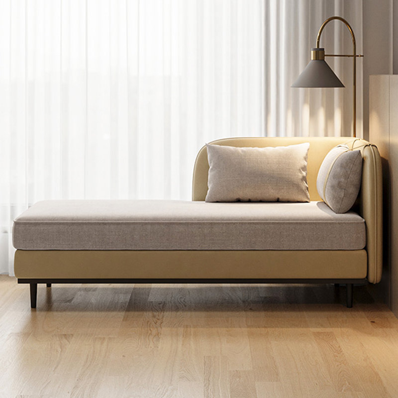 Chaise longue rembourrée Bellaude, Gris/beige, Chaise longue à accoudoir gauche