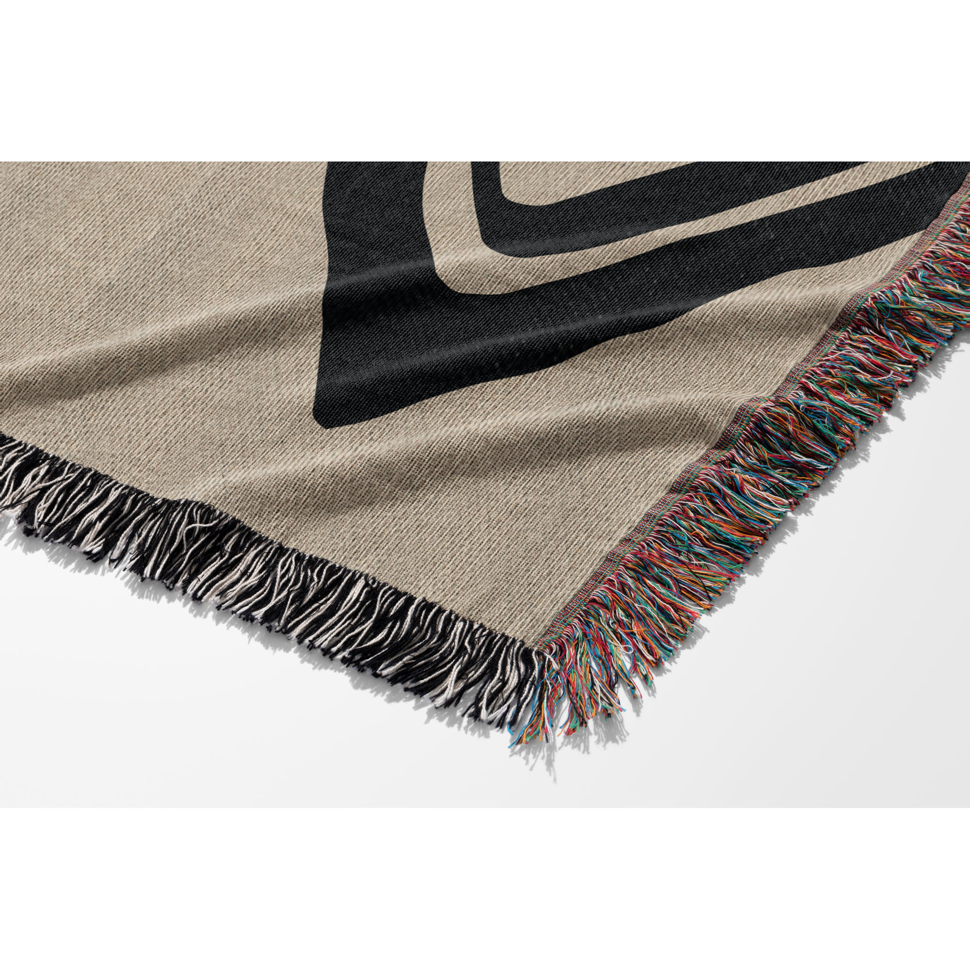 Addai Abstract Triangle Pattern Blanket , Twin, Black/Beige