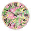 Horloge murale moderne feuillage tropical, fleurs jaunes avec flamant III-60280368