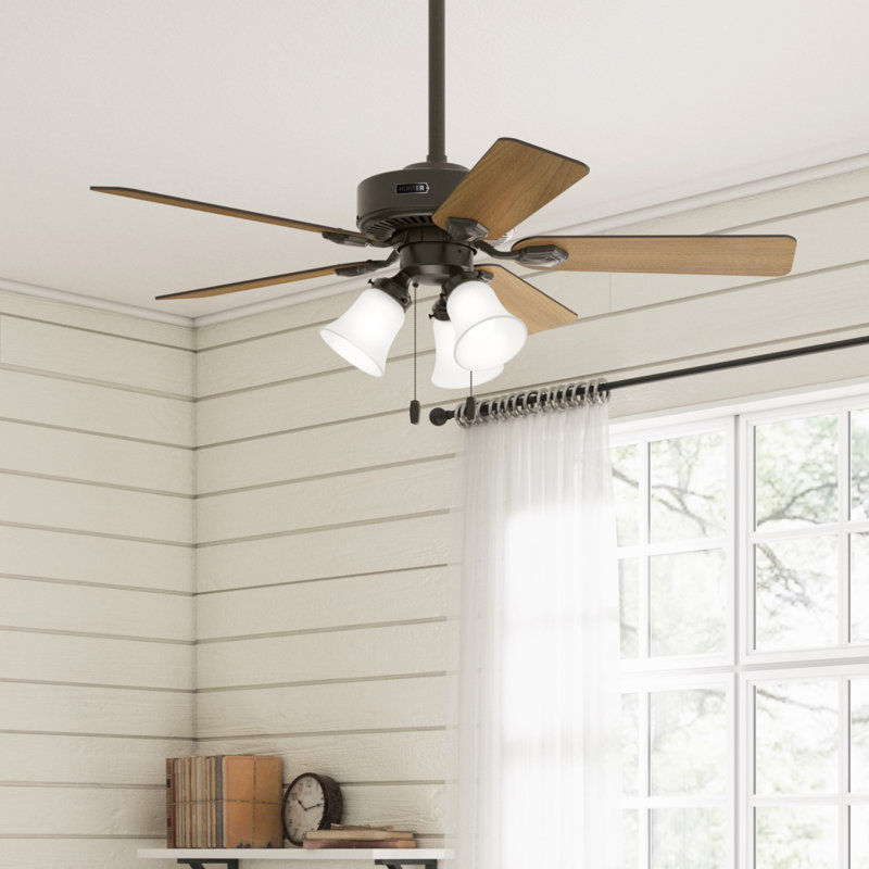 44" Swanson ENERGY STAR® 5-Blade Standard Ceiling Fan with Pull Chain and LED Light Kit Included, Gray, Bronze