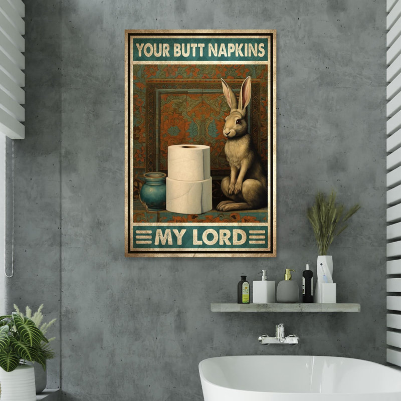 Rabbit Your Butt Napkins My Lord - 1 Piece Rectangle Graphic Art Print On Wrapped Canvas, H 36 po x l 24 po x P 1,25 po