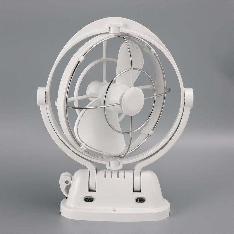 Ventilateur portatif pour véhicule récréatif avec auto-détection à 3 vitesses et ventilateur de faible puissance, Blanc