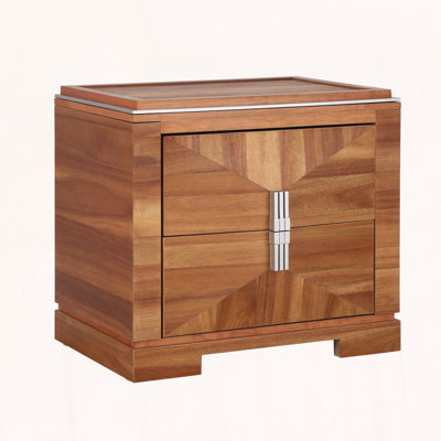 Mid-Century Modern Nightstand with Diamond-Shaped Drawers