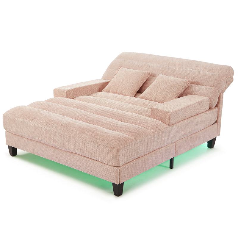 Salon moderne réglable réglable en chenille avec éclairage à DEL pour le salon, Pink