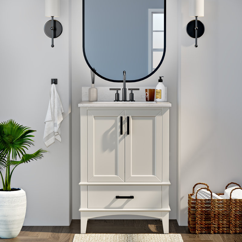 Aleeshia 24'' Single Bathroom Vanity with Engineered Stone Top