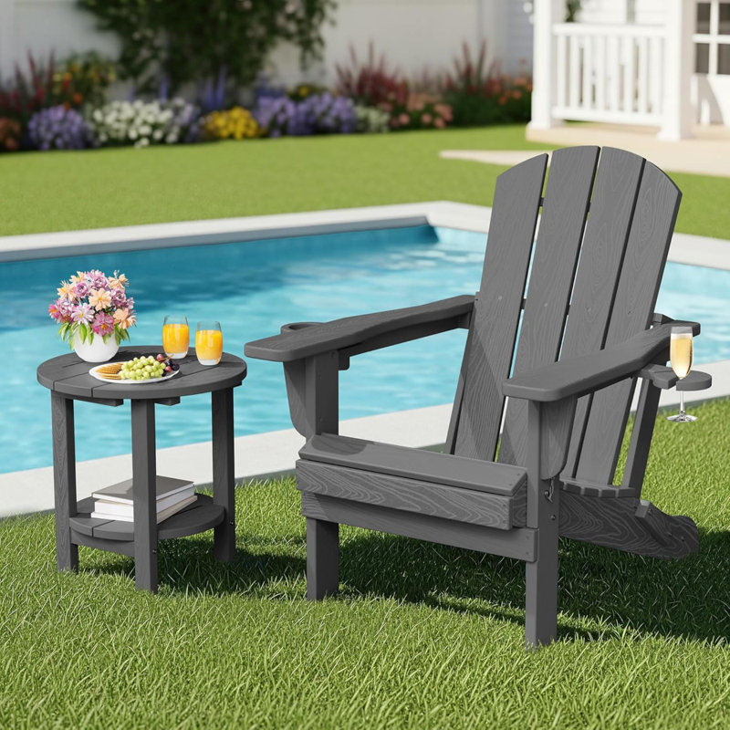 Round Outdoor Side Table Two-Tier Design