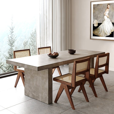 Upoak Series 78.7" Farmhouse Rectangle Wood Dining Table Grey Seats 6-8 People