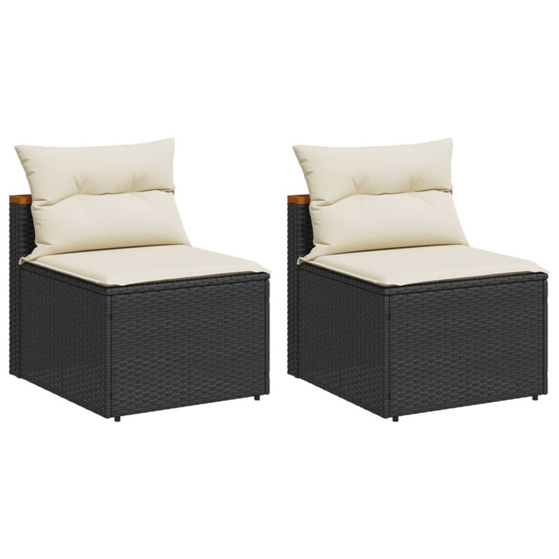 Sabiya 21.3'' Wide Rectangle Patio Sofa with Cushions, Black/Beige
