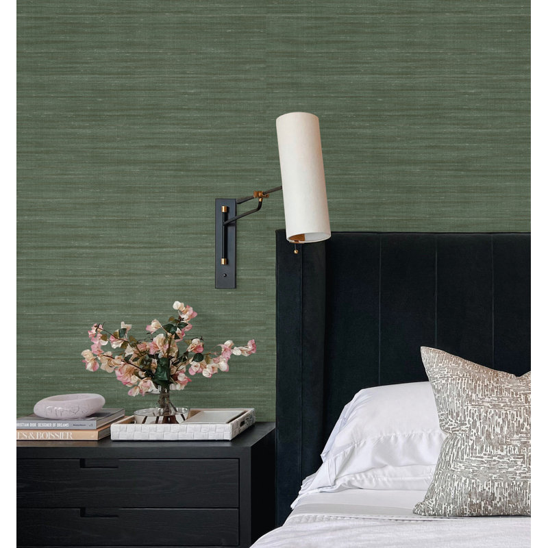 Papier peint imitation soie vert Sari, Vert