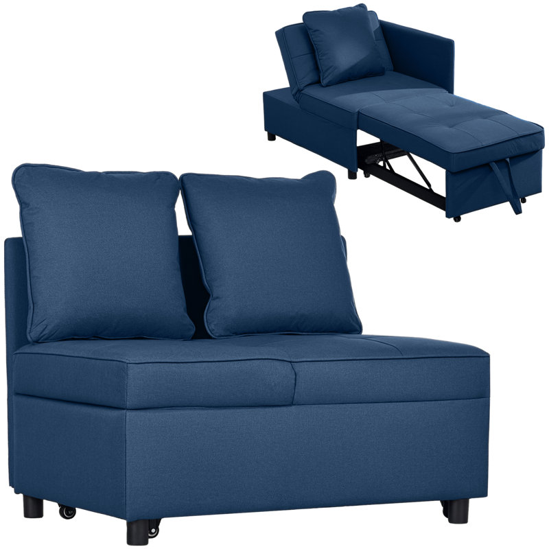 Neelisha Single 98cm Upholstered Futon Chair, Blue
