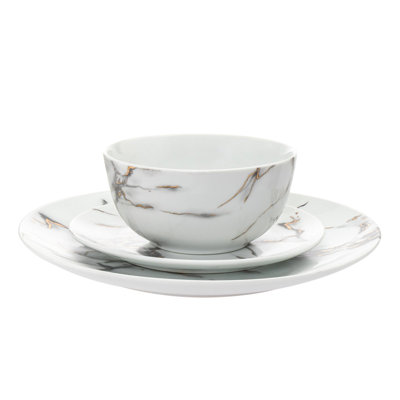 Rayo Porcelain 18 Piece Dinnerware Set, Service For 6