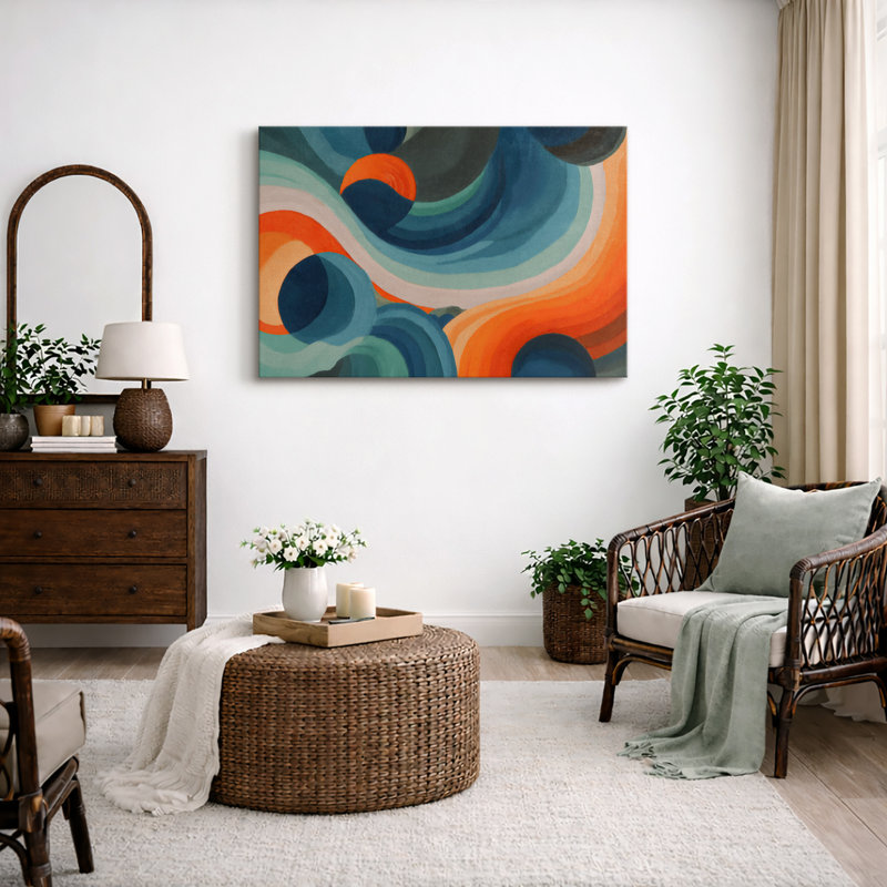 Art abstrait de vagues colorées abstraites, photos de salon, impression sur toile encadrée, Toile tendue