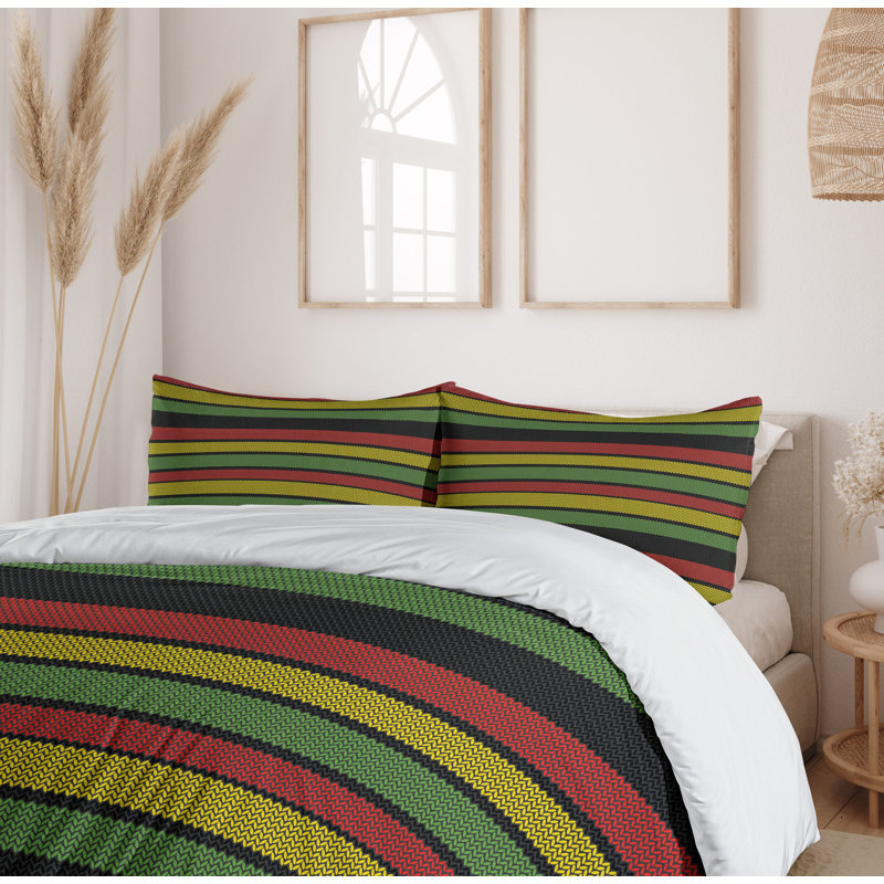 King Size Multicolor Knitted Effect Duvet Cover Set