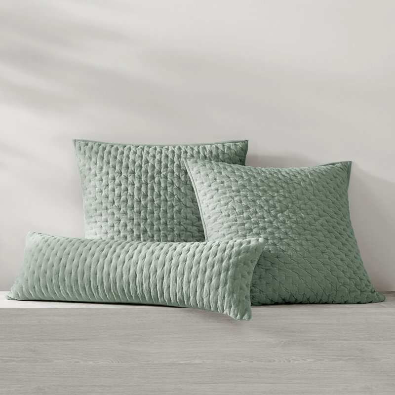 Coussin traversin matelassé en velours DKNY PURE, 30,5 cm x 91,5 cm, Vert