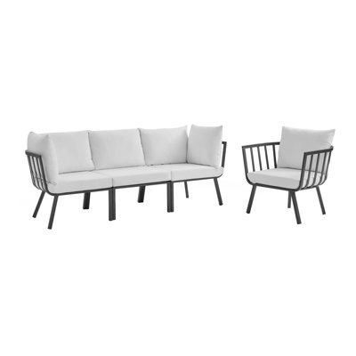 Ensemble de patio d'extérieur en aluminium 4 pièces Riverside par Modway