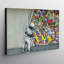Little Boy Pulls Curtain Graffiti - Wrapped Canvas Painting-1157752539
