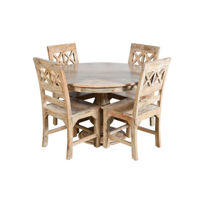 Wigan 4 - Person Solid Wood Solid Wood Top Pedestal Dining Set