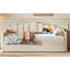 Lit de jour tapissier simple avec lit gigogne escamotable à hauteur réglable et port de charge USB et Type-C, structure de lit de jour avec 2 poches latérales, aucun sommier nécessaire, beige-641308836
