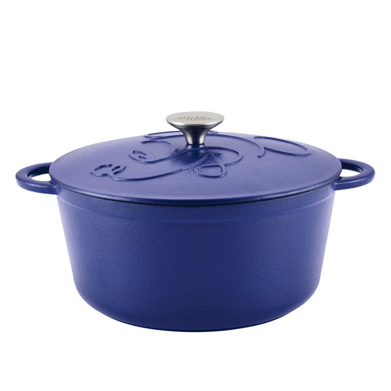 Farberware Disney Bon Voyage Cast Iron Dutch Oven With Lid, Induction Suitable, 4.75 Quart, Blue