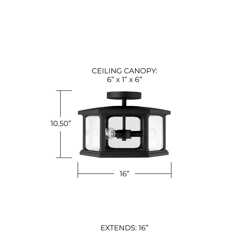 3 - Bulb Outdoor Flush Mount, Black