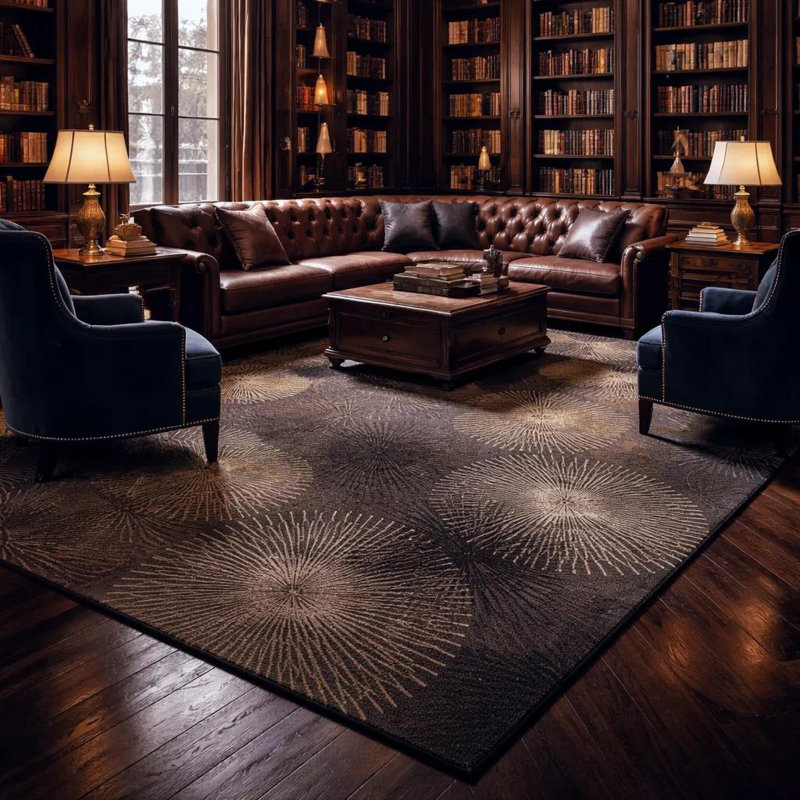 Tapis artificiel en soie et en laine à chevauchement moderne Clovia, Rectangle 5 pi x 7 pi 6 po