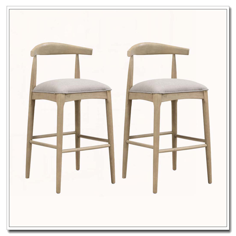 Wood Frame Barstool, Gray/Brown, Bar Stool (30.5" Seat Height)